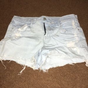 light blue denim shorts